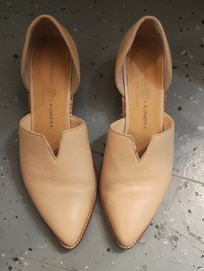 Chinese Laundry Nude/Tan Pointed D'Orsay Leather Flats